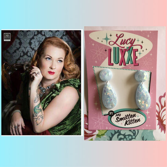 BREE - confetti lucite earrings - baby blue