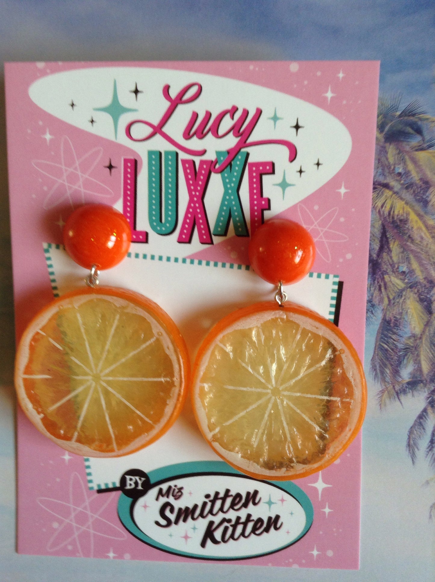 TUTTI FRUITTI - Orange fruit slice earrings with resin dome