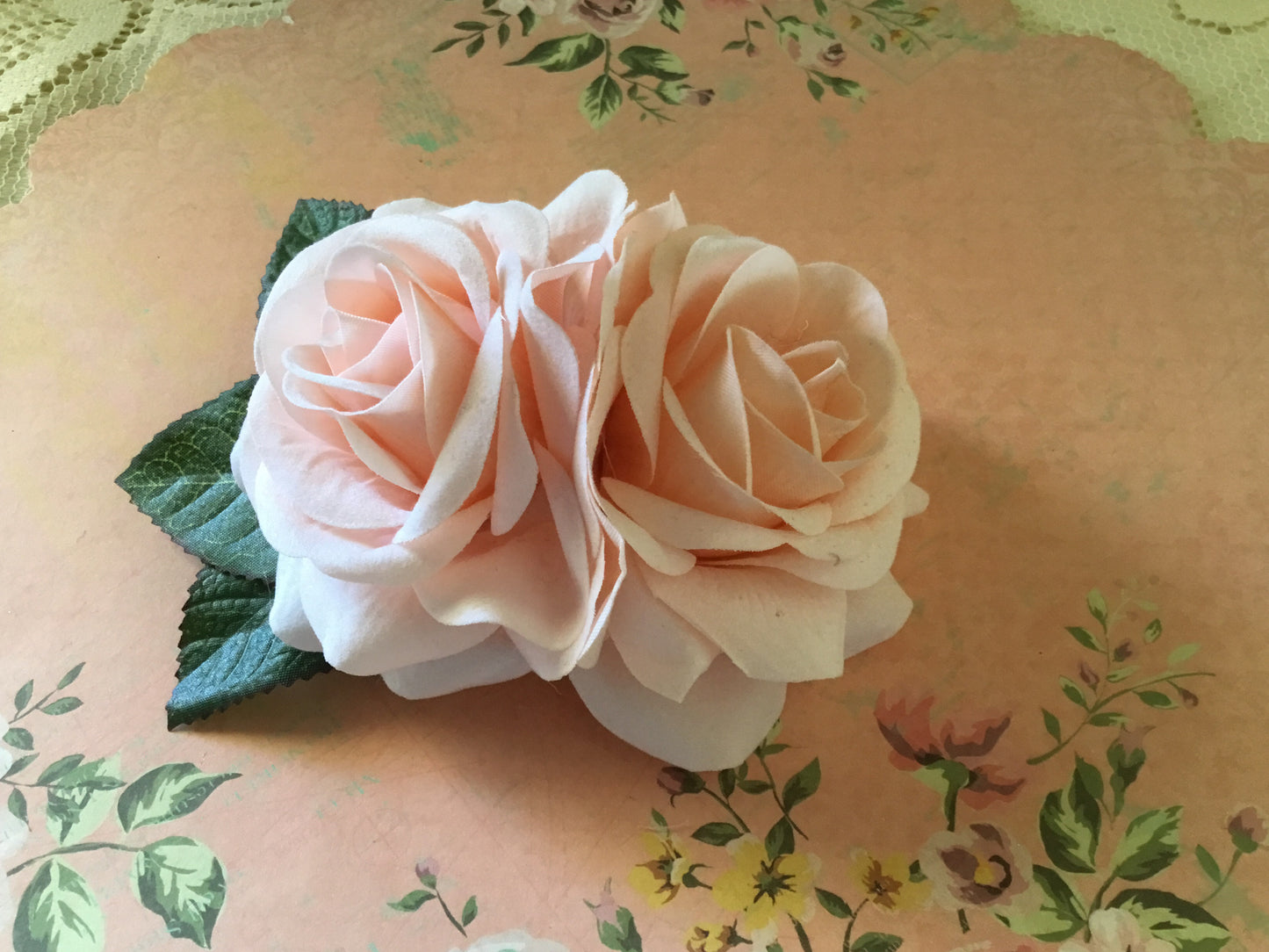 Beautiful double flocked rose clips - various colours