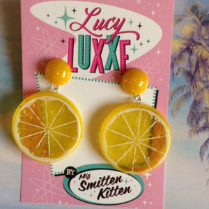 TUTTI FRUITTI  - Lemon fruit slice earrings with resin dome