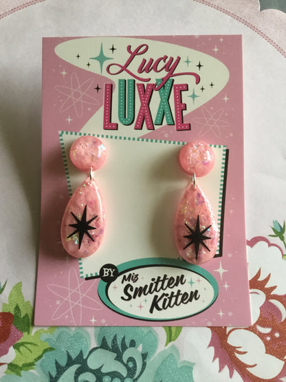 BREE - confetti lucite atomic starburst earrings - pink