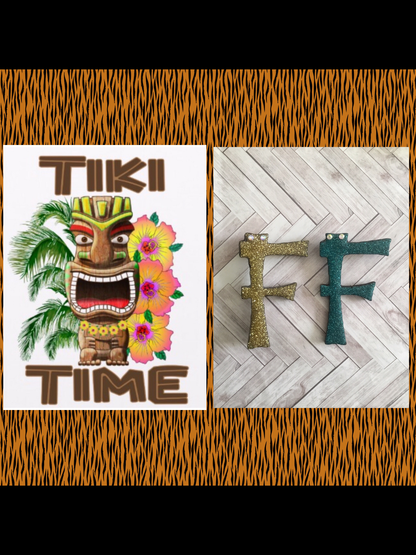 F - TIKI font initial brooch , exclusive design - various colours