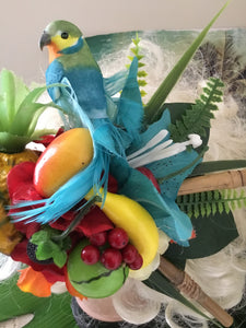 MARLEY- Parrot and pineapple large bespoke tropical cluster hairpiece