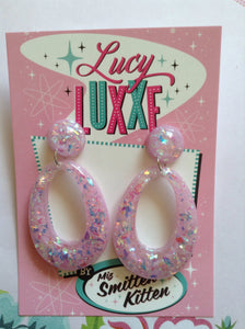 BIG BETTY - lilac confetti lucite hoops