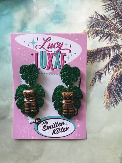 TIKI TONGA - Monstera leaf earrings