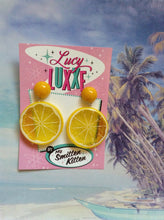 Load image into Gallery viewer, TUTTI FRUITTI  - Lemon fruit slice earrings with resin dome
