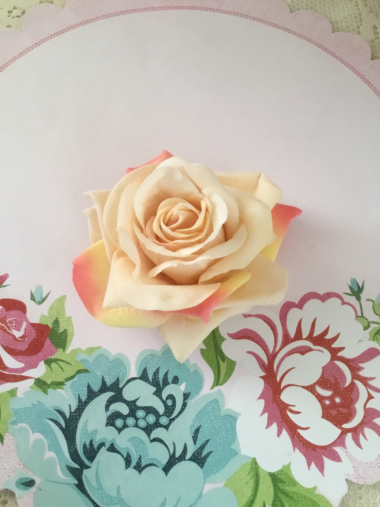 Beautiful vintage inspired  velvet single rose clips - various colours