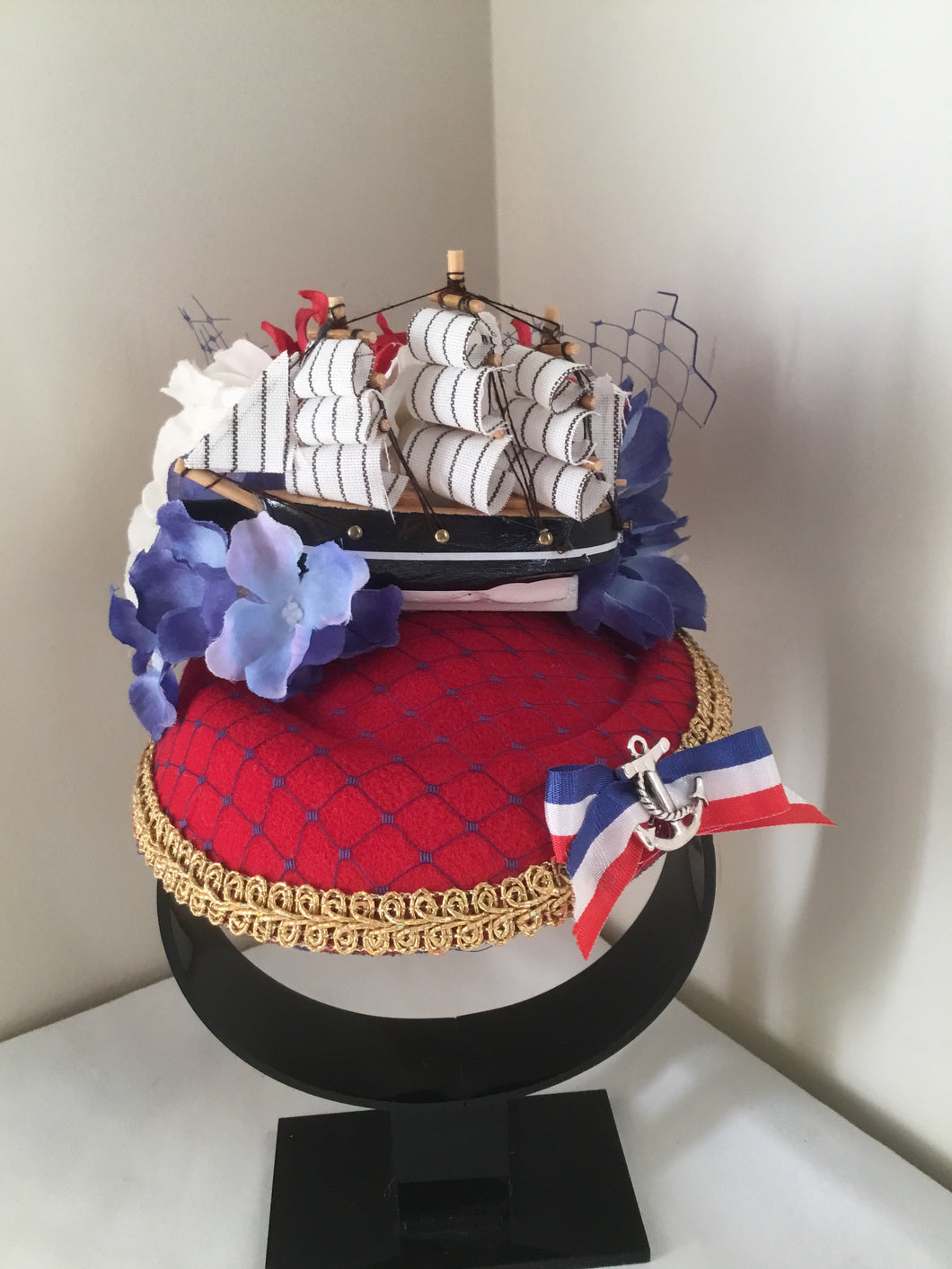 SHIP AHOY - nautical inspired fascinator/ pillbox hat
