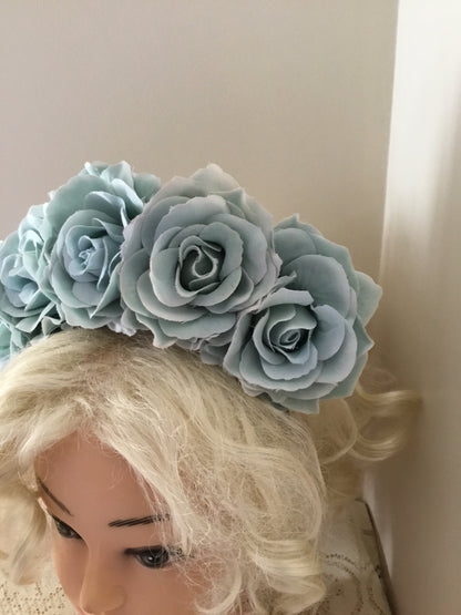 FRIDA - rose flowercrown  - eggshell blue