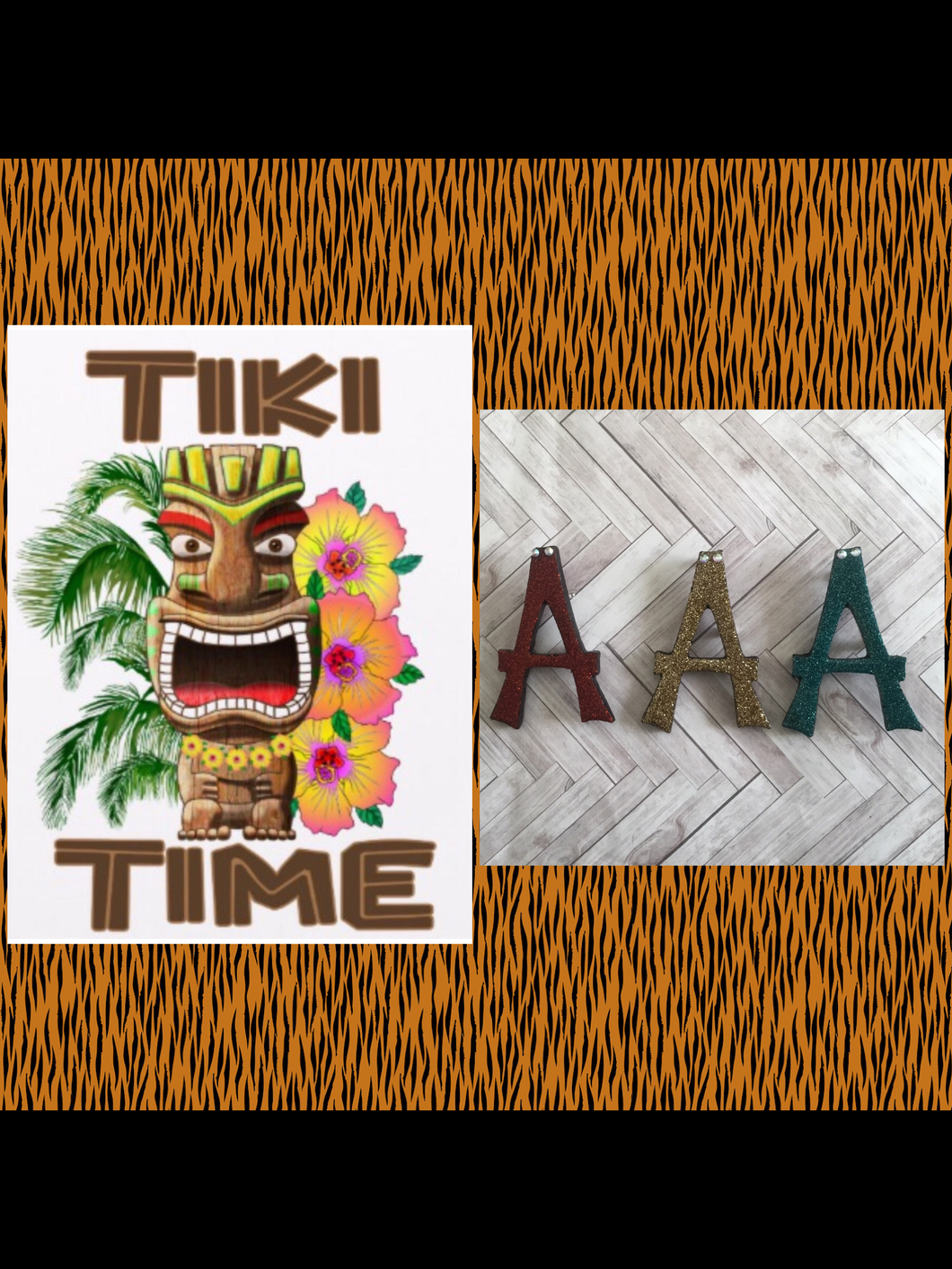 A - TIKI font initial brooch , exclusive design - various  colours