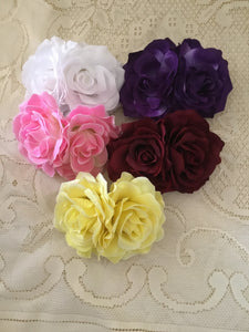 Double soft rose hairflowers - various colours
