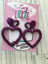 Load image into Gallery viewer, BRIGITTE - hold my heart hoop earrings - purple
