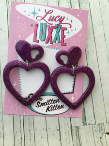 BRIGITTE - hold my heart hoop earrings - purple