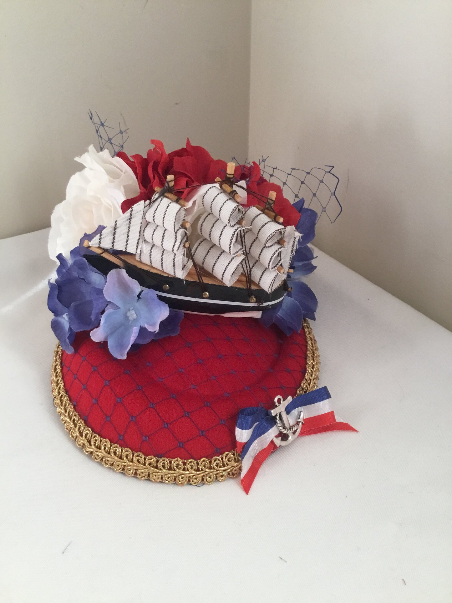 SHIP AHOY - nautical inspired fascinator/ pillbox hat