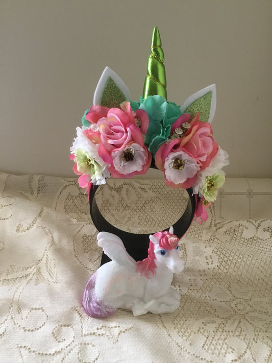 UNICORN 🦄 - flower crown handmade - Green horn