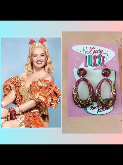 BIG BETTY - gold thread hoop earrings - grape