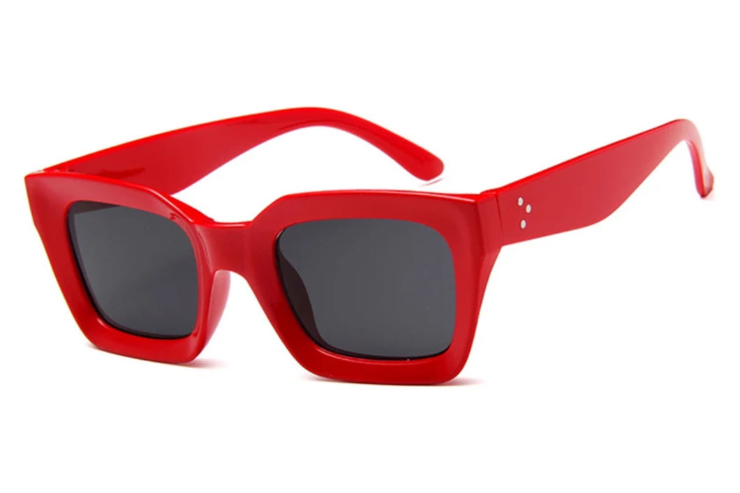 Retro square frame sunglasses - RED