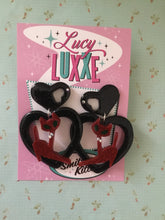Load image into Gallery viewer, ATOMIC CAT - big  heart earrings - Red
