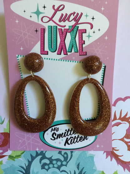 BIG BETTY - Bronze glitter hoops