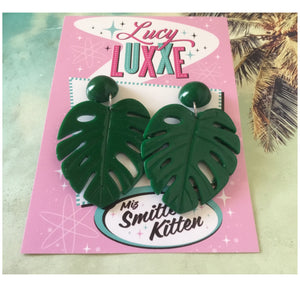 MISS KATE tiki queen - monstera leaf earrings - Green