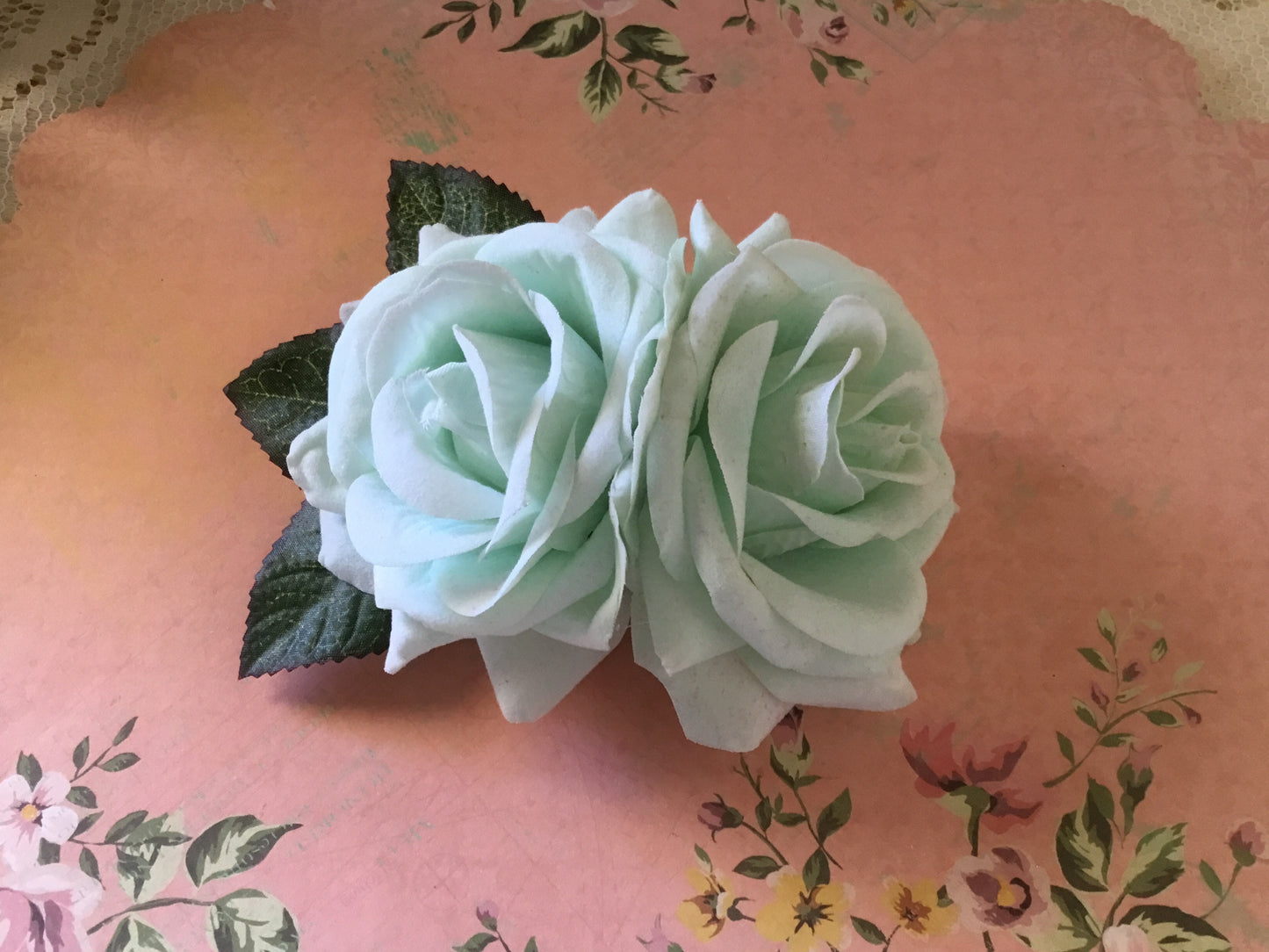 Beautiful double flocked rose clips - various colours