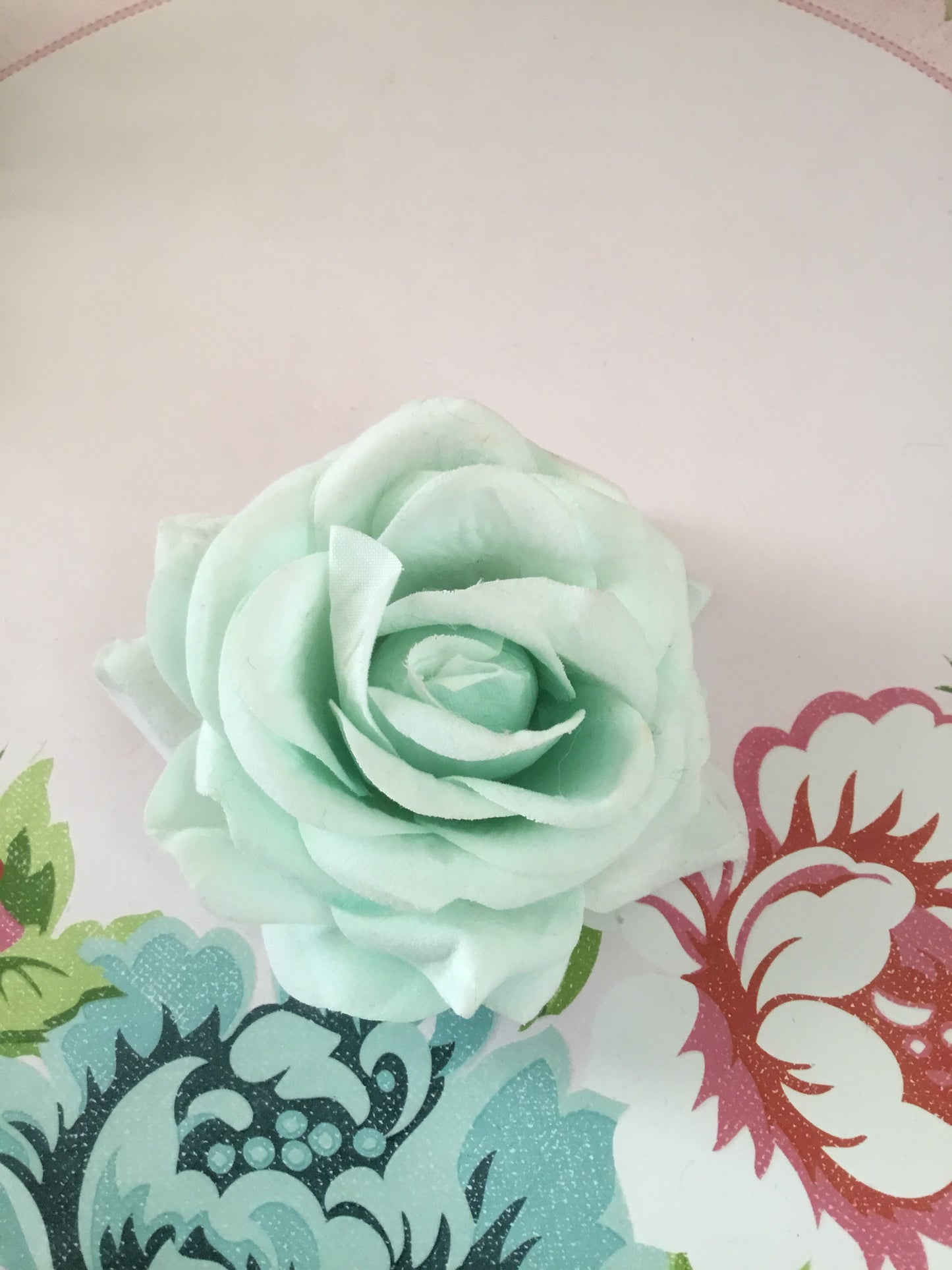 Beautiful flocked vintage style single roses - various colours