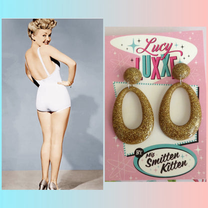 BIG BETTY - gold glitter hoops