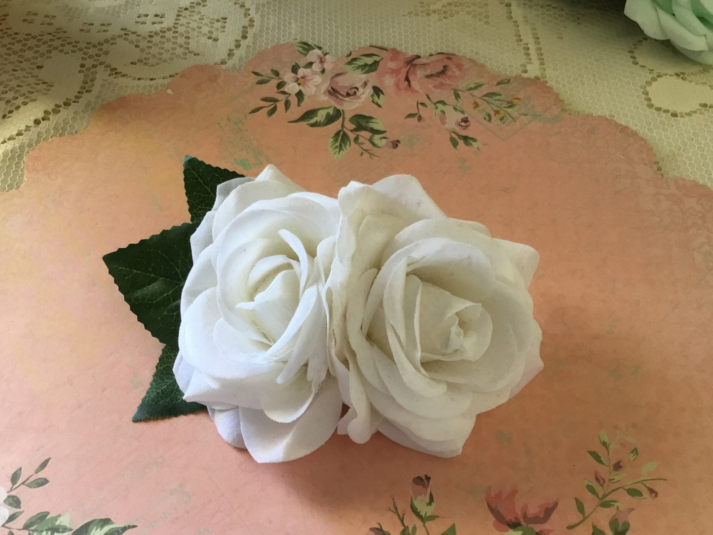 Beautiful double flocked rose clips - various colours