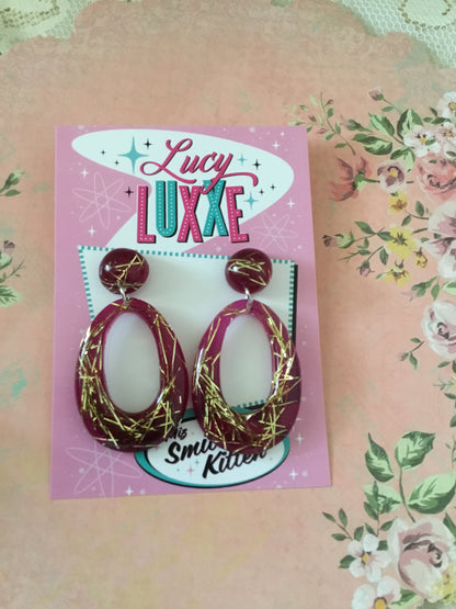 BIG BETTY - gold thread hoop earrings - grape