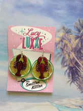 Load image into Gallery viewer, LOBSTER 🦞 earrings - set on a lemon or lime slice
