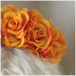 FRIDA - rose flowercrown  - Burnt yellow