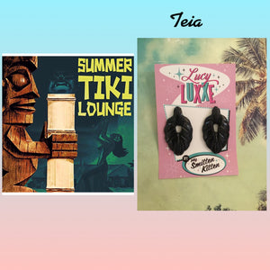 TEIA - Tiki lounge earrings - Black glitter