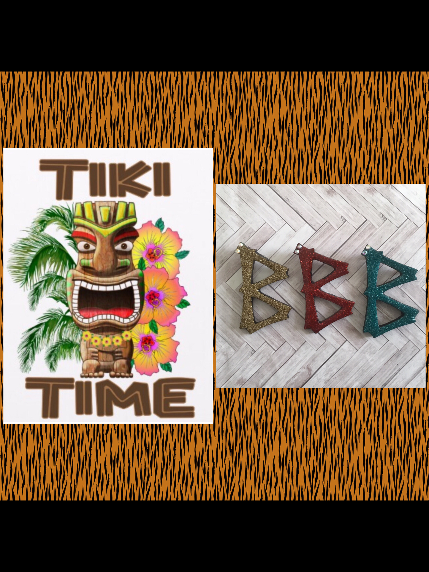 B - TIKI font initial brooch - exclusive design , various colours