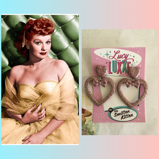 LUCILLE - love yourself heart earrings / bow - Pink