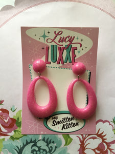 BIG BETTY - bubblegum pink glitter hoops