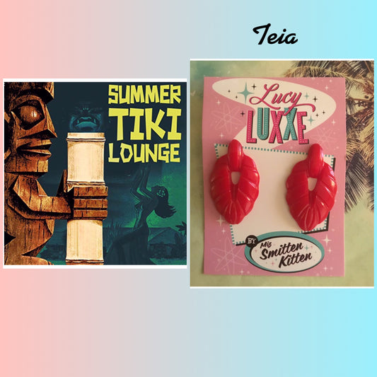 TEIA - tiki lounge earrings - Red