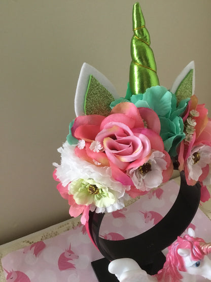 UNICORN 🦄 - flower crown handmade - Green horn