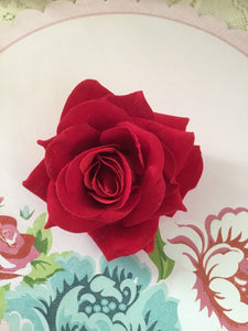 Beautiful vintage inspired  velvet single rose clips - various colours