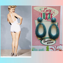 Load image into Gallery viewer, BIG BETTY -  Blue glitter hoops
