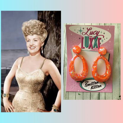 BIG BETTY - orange confetti lucite hoops