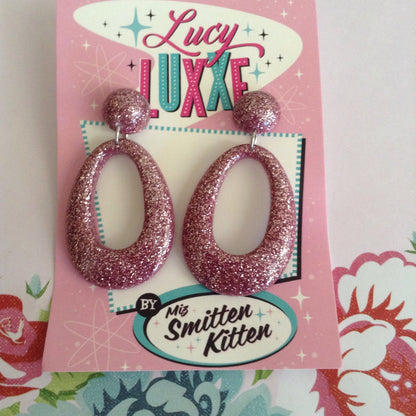 BIG BETTY - pink glitter hoops