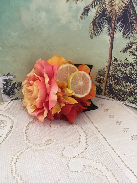 ORANGE & LEMON - large flower cluster - hairflower