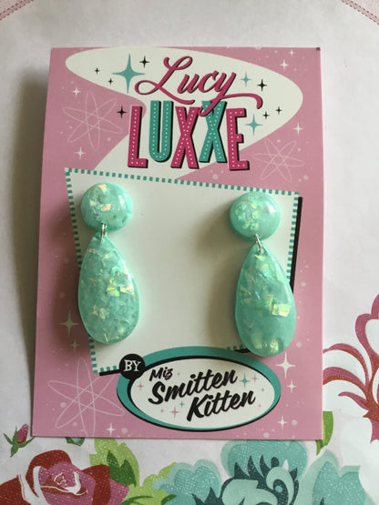 BREE - confetti lucite earrings - mint