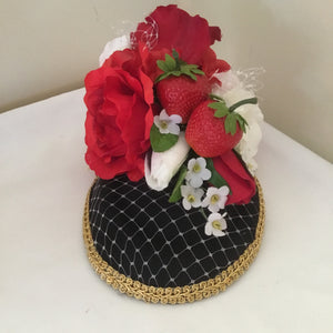 STRAWBERRY FIELDS - bespoke strawberry fascinator/ pillbox hat