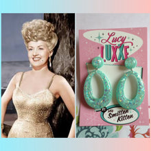 Load image into Gallery viewer, BIG BETTY - mint confetti lucite hoops
