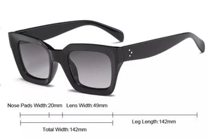 Retro square frame sunglasses - BLACK