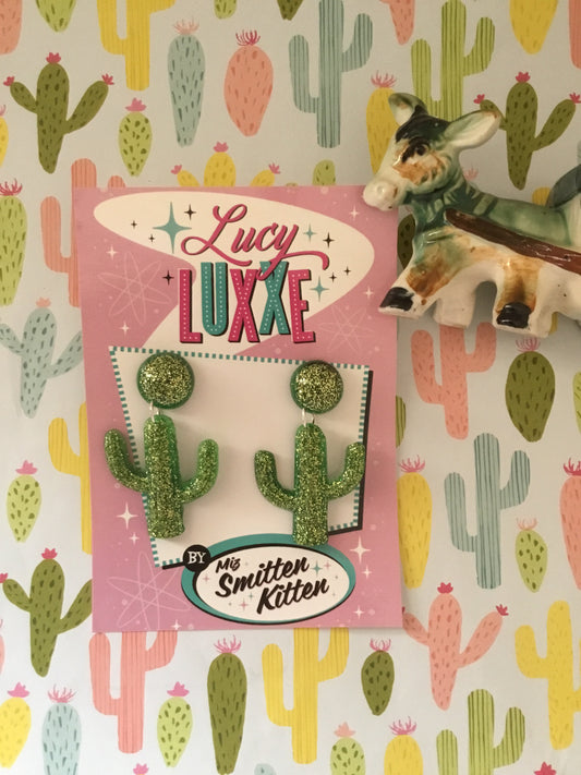 SOUTH OF THE BORDER - cactus 🌵earrings - green / gold