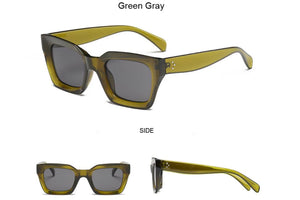Retro square frame sunglasses - GREEN