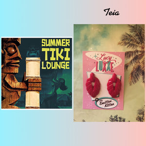 TEIA - tiki lounge earrings - Magenta