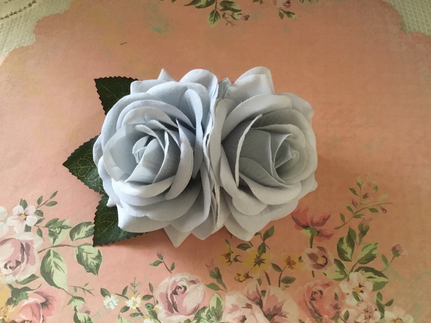 Beautiful double flocked rose clips - various colours